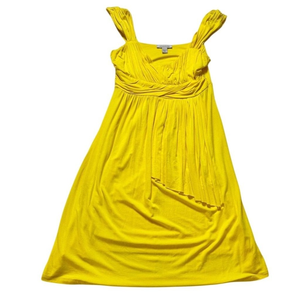 Boston Proper Women's XS Yellow tank Knee Length viscose preppy dress rouched